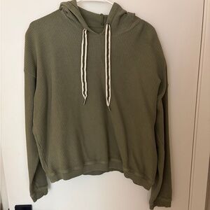 Aerie Olive Green Textured Hoodie
